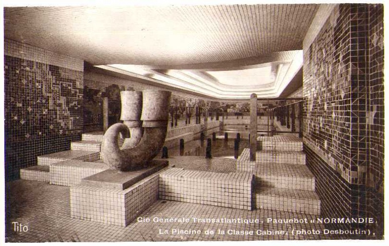 Jean Chauvin - Sculpteur - Piscine intérieure du paquebot Normandie - Bronze - 1935
